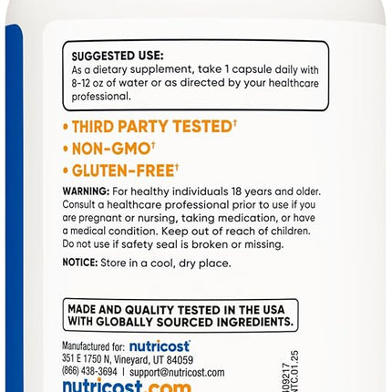 Nutricost L-Carnosine 500mg, 120 Capsules - Veggie Capsules, Non-GMO, Gluten Free, Muscle Function & Strengthening