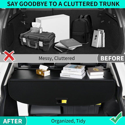 Retractable Cargo Cover for Jeep Cherokee Accessories 2019 2020 2021 2022 2023, Rear Trunk Cover Organizer for Jeep Cherokee 2019-2023, Luggage Privacy Anti-Peeping Security Shield Shade, Carbon Fiber