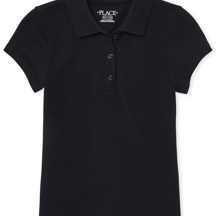 The Children's Place Girls' Uniform Pique Polo Black L (10/12)