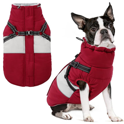 AOFITEE Dog Winter Coat with Harness Waterproof Do