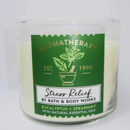 Vela Aromática de Aromaterapia Bath & Body Works Anti Estrés - Eucalipto + Hierbabuena