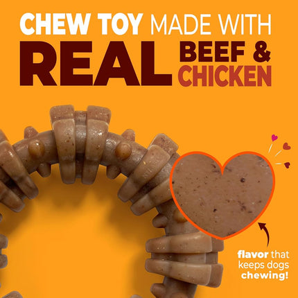 Nylabone Strong Chew Ring Dog Chew Toy Made with Real Beef & Chicken