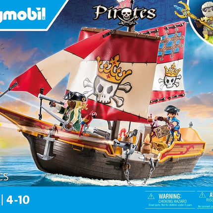 Playmobil 71418 Pirates: Small Pirate Vessel, exciting adventures on the high seas, complete with extensive accessories, fun imaginative role-play, playsets suitable for children ages 4+
