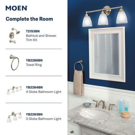 Moen Brandtford Double Handle Brushed Nickel High Arc Widespread Bathroom Sink Faucet for 3-Hole Settings with Included Valve, TV6620BN