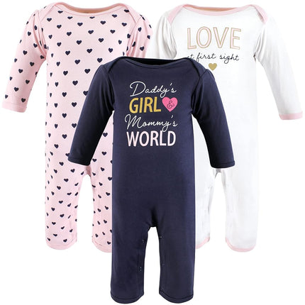 Hudson Baby baby-girls Cotton Coveralls, Love at First Sight, 6-9 Months