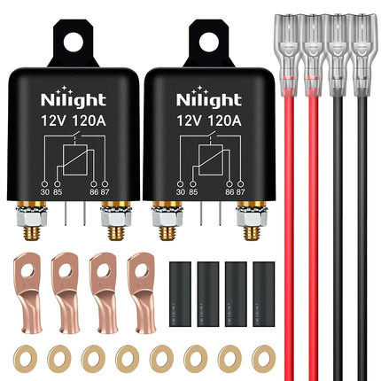 Nilight 2PC 120A Starter Relay 4 Pin Split Charge 