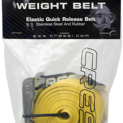 CRESSI Unisex Adult Quick Release Elastic Belt With Metal Buckle Underwater Weight Belt - Yellow/Silver, 140 cm