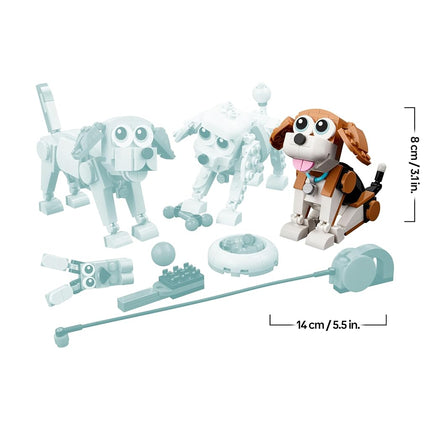 LEGO Creator 3 in 1 Adorable Dogs Set with Dachshund, Pug, Poodle Figures and More Breeds, Animal Building Toy for Kids aged 7 and Up, Gift for Dog Lovers 31137