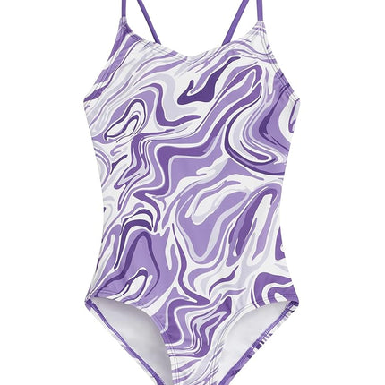 Traje de baño de una pieza Kanu Surf Hurricane Beach Sport UPF 50+ para niñas, Gigi Purple, 8
