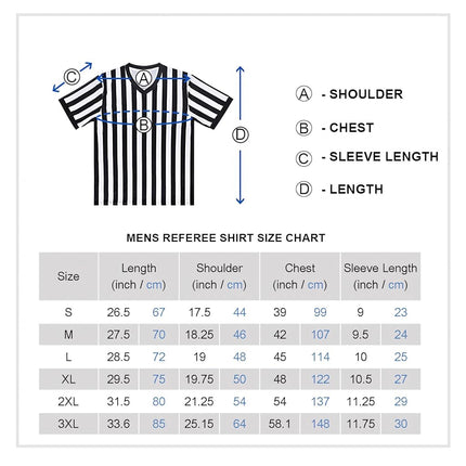 TOPTIE Sporting Goods Men's Referee Shirt Official V-Neck Black & White Stripe Jersey-XL