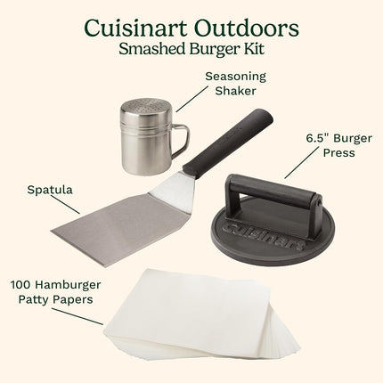 Cuisinart Cast Iron Smashed Burger Kit, 6" Patty, Nonstick False, Dishwasher Safe False