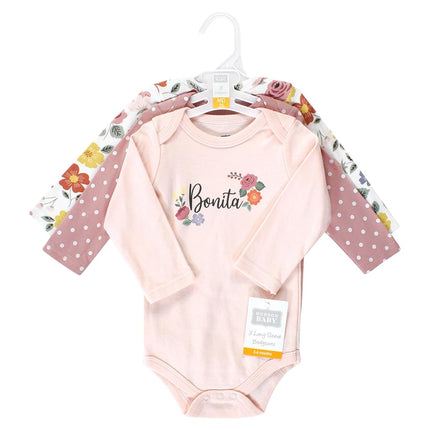 Hudson Baby Unisex Baby Unisex Baby Bodysuits de algodón de manga larga, Bonita, Prematuro, Bonita Paquete de 3, Prematuro