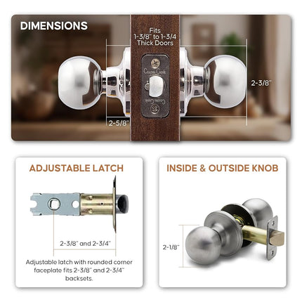 Copper Creek CK2020SS-6 Colonial Passage Function Door 6 knob Multipack, Satin Stainless Finish