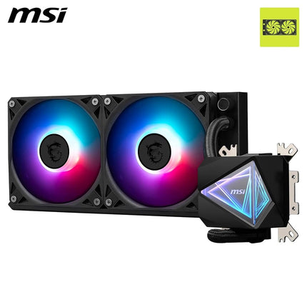 MSI MAG CORELIQUID I240 AIO CPU Liquid Cooler - Enlarged Copper Cold Plate, ARGB Blockhead & LDB Fans, Dual-Chamber Water Block, Split-Flow Radiator, Mystic Light Supported - Intel & AMD Compatible