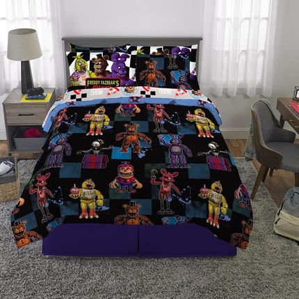 Franco Five Nights at Freddy's Kids Bedding Super Soft & Cozy Comforter and Sheet Set with Sham, 7 Piece Queen Size, (Officially Licensed Product)