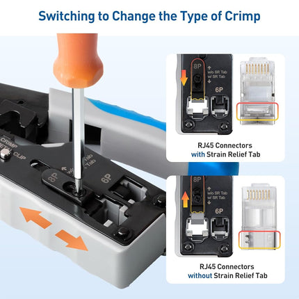Cable Matters All-In-One Modular Ethernet Crimping Tool Cat 8 (Cat5 Cat6 Cat7 Cat8 Crimping Tool) for Shielded Pass-Through Connectors