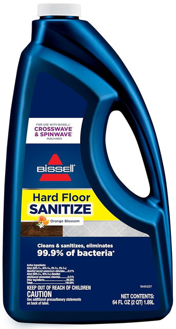 BISSELL Hard Floor Sanitize Formula, 25041, 64 Fl Oz CrossWave & Spinwave, Use on Sealed Hard Floors, Orange Bloosom