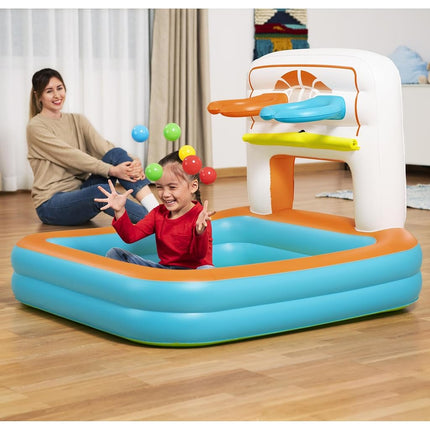Bestway: Kick 'N Swish - 3-in-1 Multi-Use Ball Pit, 47x 42x33, Inflatable Sports Activitiy Center, Basketball-Soccer-Ball Pit, Indoor-Outdoor Kids 2+