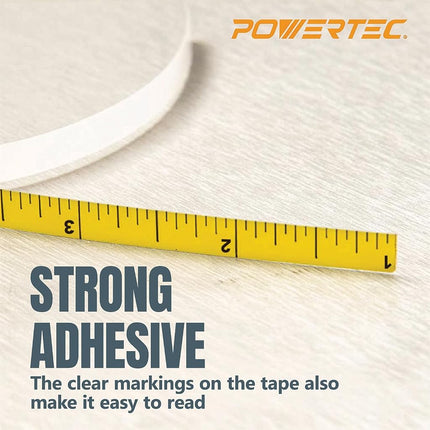 POWERTEC 71163-P2 Left to Right Measure Tape with Adhesive Backing, 4', 2 Pack