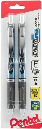 Pentel Ink Energel Retractable Fine Point Liquid Gel Pens - Black