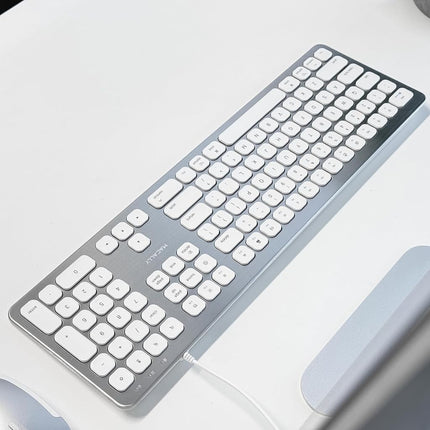 Macally USB Wired Keyboard for Mac - Compatible Apple Keyboard with USB Hub (2X Ports) - Full-Size Mac Keyboard with Number Pad - Plug & Play for MacBook Pro/Air, iMac - Aluminum Frame