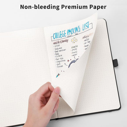 RETTACY Dotted Journal Notebook, 256 Pages, A5 Medium Size (5.7'' × 8.3'')