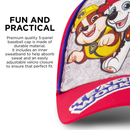 Gorra de béisbol de Nickelodeon, Paw Patrol Marshall, ajustable para niños pequeños de 2 a 4 años o gorras para niños de 4 a 7 años, Rojo, 4-7 años