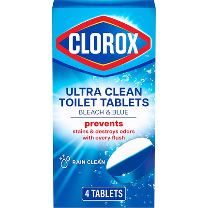 Clorox Bleach & Blue Nettoyant Automatique pour Cuve de Toilettes Parfum Pluie, 4 unités, Bleach & Blue, 4 unités