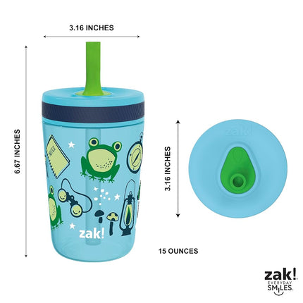 Zak Designs Campout Kelso 15oz Leak-Proof Toddler Straw Cups, 2-Pack