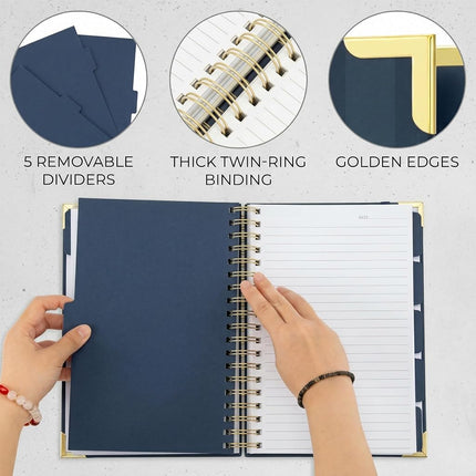 Aesthetic Thick Spiral Notebook With Tabs - Premium Journal For Women Size B5 - College Ruled Note Book With 300 Lined Pages and Dividers - Perfect For Writing And Staying Organized at Work or School