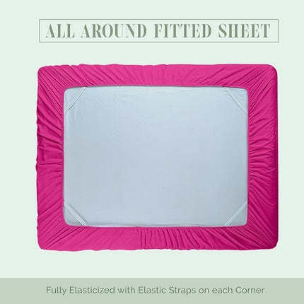 Elegant Comfort 1500 Premium Hotel Quality 18-24 Inches Deep - Extra Deep Pocket Single Fitted Sheet for High Mattress, Luxury and Softest, Smart Pocket - Wrinkle Free, Full, Pink