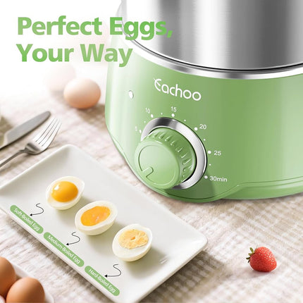 CACHOO - Fast 14 Egg Stainless Steel Egg Boiler with 30 Minute Timer & Auto Shut Off, Compact Electric Vegetable Steamer for Cooking, Dishwasher Safe,