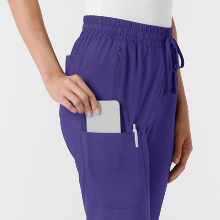 WonderWink Women's Stovepipe High-Low Hem Scrub Pant, Grape, Large Petite