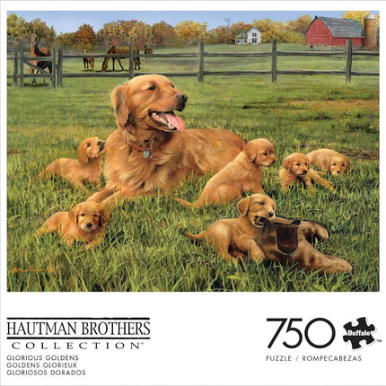 Buffalo Games - Hautman Brothers - Glorious Goldens - 750 Piece Jigsaw Puzzle for Adults Challenging Puzzle Perfect for Game Nights - Finished Puzzle Size is 24.00 x 18.00