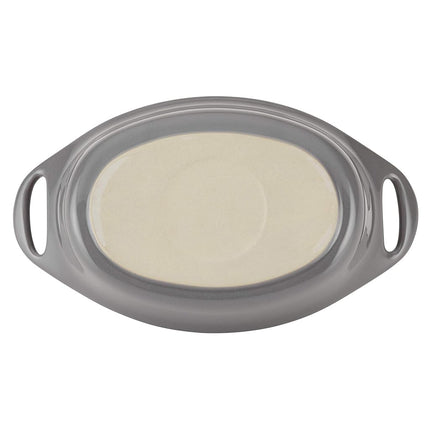 Rachael Ray Solid Glaze Ceramics Au Gratin Bakeware/Baker Set, Oval - 2 Piece, Gray
