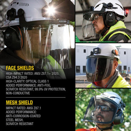 Klein Tools 60473 Tinted Face Shield for Safety Helmet and Cap-Style Hard Hat, Impact Rated, Anti-Fog, Full Face, Low-Profile Design for Grinding
