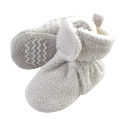 Hudson Baby Unisex Baby Cozy Fleece and Faux Sherpa Booties, Light Gray, 18-24 Months