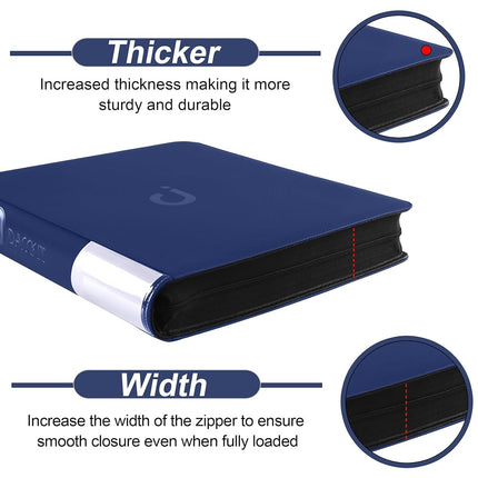 Premium Card Binder 16 Pocket - Fits 1600 Cards，4X4 Ringless Card Album with Sleeves for Trading Cards & Sports Cards（Model C，Classic Navy Blue）