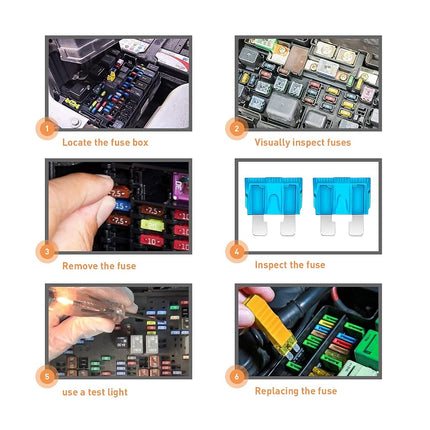 Nilight - 50016R 120 pcs Standard Fuse Assortment kit â€“ 5, 7.5, 10, 15, 20, 25, 30 AMP â€“ Regular APR/ATO (Open)/ATC Blade Fuses for Cars, Trucks, Boats,Automotives