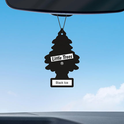 LITTLE TREES Car Air Freshener I Hanging Tree Provides Long Lasting Scent for Auto or Home I Black Ice, 24 count, (4) 6-packs