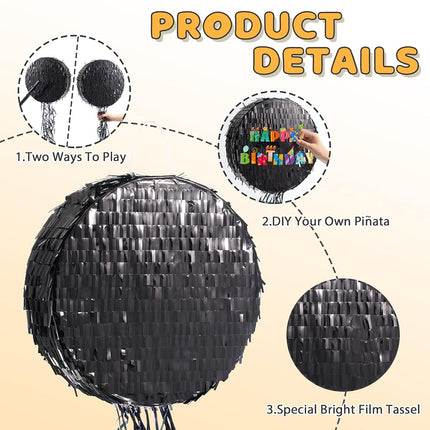 WERNNSAI Black Round Piñata