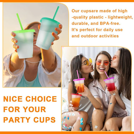 Sieral Cups with Straws and Lids Kids Tumbler with Straw Reusable Water Bottle Iced Coffee Travel Mug Cup Adults Plastic Cups for Parties Birthdays 16 oz (Lovely Colors, 60 Pack), AE-Sieral-3373