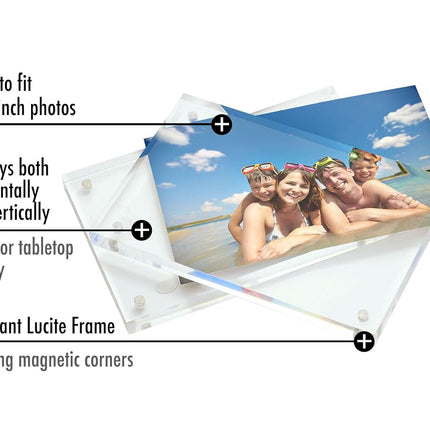 Americanflat 4x6 Acrylic Picture Frame - Double Sided Frames with Magnetic Corners - Transparent Acrylic Frames for Desk or Tabletop Display - 4x6 Picture Frame with Microfiber Cloth Included