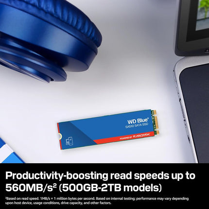 WD Blue SA510 1TB, M.2 SATA SSD, up to 560 MB/s, Includes Acronis True Image for Western Digital, Disk & Cloning Migration, Flexible backup & recovery, ransomware protection