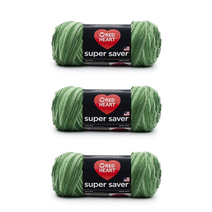 Red Heart Super Saver Pack of 3 - Green Tones - 7oz/198g - Acrylic - 4 Medium (Worsted) - 364 Yards - Knitting, Crocheting, Crafts & Amigurumi
