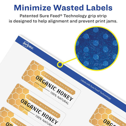 Avery Matte White Removable Rectangle Labels with Sure Feed Technology, 5/8" x 3", 3,200 Removable Labels, Laser/Inkjet Printable Labels
