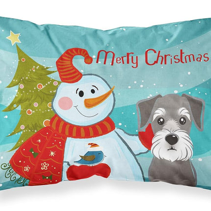 Caroline's Treasures BB1826PILLOWCASE Snowman with Schnauzer Fabric Standard Pillowcase, Large, Multicolor