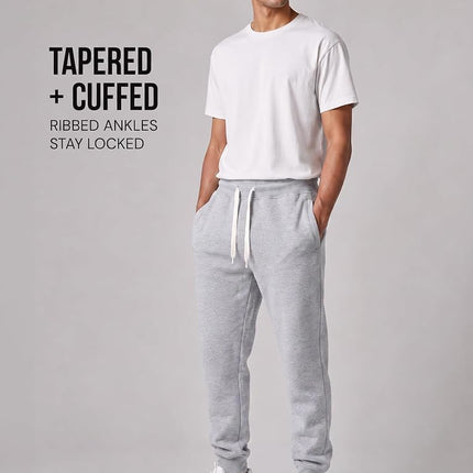 Southpole Men's 1570 Basic Active Fleece Jogger Sweatpants, Heather Grey, 3XL Big Tall