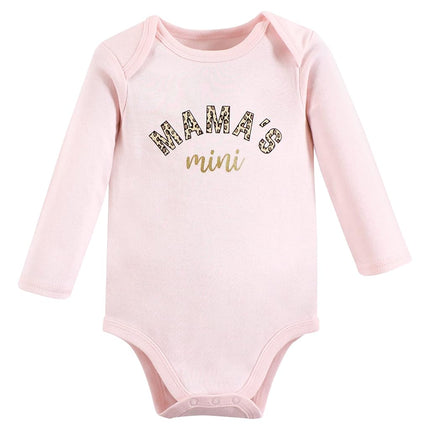Hudson Baby Baby Girls Cotton Long-sleeve Bodysuits 3-pack, Leopard Mamas Mini, 9-12 Months