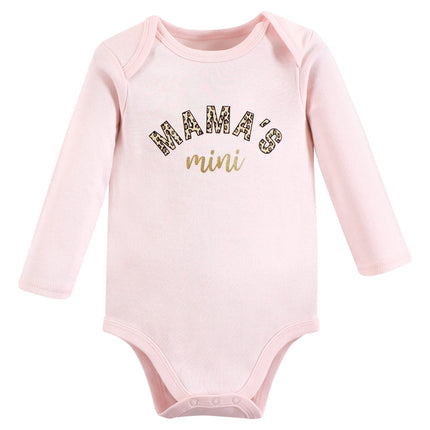 Hudson Baby Baby Girls Cotton Long-sleeve Bodysuits 3-pack, Leopard Mamas Mini, 9-12 Months